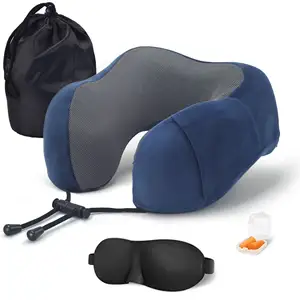 2023热卖颈枕旅行头部支撑旅行枕头和眼罩套装飞机汽车火车办公室