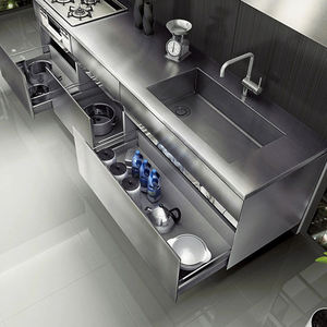 Cuisine modulaire tout-en-un, ensemble compact pré-assemblé, cuisine en acier inoxydable, prête à l'emploi <span class=keywords><strong>pour</strong></span> les petits espaces de repas - Product Image 4