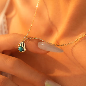 قلادة خانقة من الأحجار الطبيعية بأسلوب بوهيمي عتيق، قلادة قابلة للتعديل من الخرز الفيروزي - Product Image 4