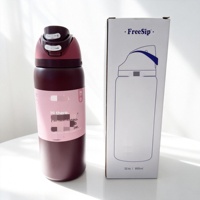 Botella de Agua OWA FreeSip 2026 - Tapa de Doble Apertura, Libre de BPA, Antiderrames, 32 oz, Compatible con Portavasos de Auto, Estilo Color Caramelo