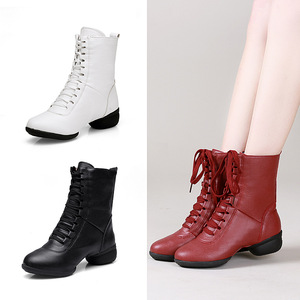 Nouvelles Chaussures de Danse Jazz Latine pour Femmes, Bottes de Danse Marinier Mi-Hautes à Talon Carré pour l'Automne Hiver, <span class=keywords><strong>Style</strong></span> Sportif Doux - Product Image 3