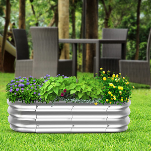 Dropshipping 17\" 9 1 <b>Raised</b> Garden Beds Galvanized Outdoor Rustproof Bottomless Metal <b>Planter</b> Box for Home Vegetable Growing - Product Image 3