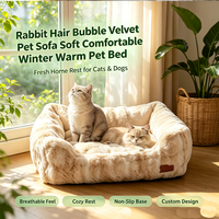 Lit pour chat en fausse fourrure de lapin respirant et chaud, antidérapant, avec fond isolant contre l'humidité, amovible et lavable, pour intérieur