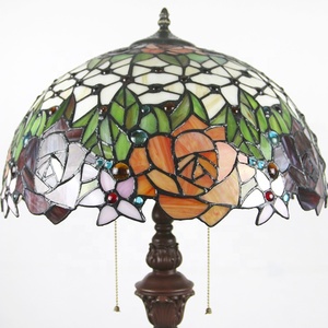 Lampada da Terra Tiffany LongHuiJing da 16 Pollici con Paralume in Vetro Colorato Multicolore, Design Moderno per Decorazione Camera da Letto - Product Image 4