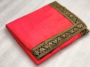 Hermoso Sari Indio de Seda Sana Multicolor, Kanchipuram Vintage con Pallu Largo, Blusa Lista para Usar, Sexy, de Rayón Chanderi con Malla para Mujer - Product Image 2