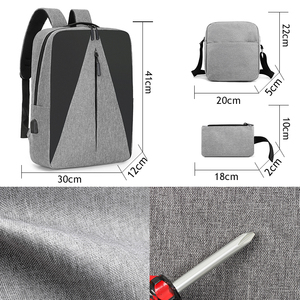 修身包套装豪华旅行电脑包15英寸<span class=keywords><strong>3</strong></span>合1笔记本电脑包usb充电器班级学生背包 - Product Image 2