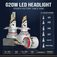 Bombilla LED para Faros Delanteros OEM Personalizada G20W 140W 36000LM H4 H7 H8 HB3 HB4 Equipada con Tecnología Antideslumbrante y Sin Áreas de Sombra para Venta al por Mayor OEM