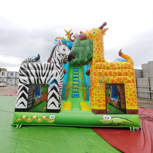 Double sided kids outdoor party jumpers bounce house <b>large</b> bouncy castle toboggan gonflable inflatable safari <b>slide</b> - Product Image 1