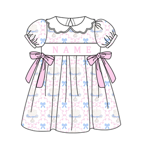 Mädchen Sommer <span class=keywords><strong>Smock</strong></span>-Kleid mit Stickerei Knielang Passendes Geburtstagskleid für Geschwister - Product Image 2