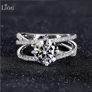 Lab highest quality IGI Diamond ring Round cut set classic fashion wedding ring for women