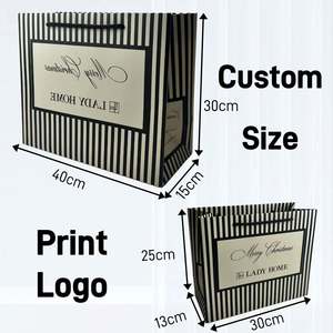 Sacs cadeaux en papier brun personnalisés pour Noël, sacs de boutique, sacs de shopping avec poignée en corde noire, sac en papier de luxe avec impression de logo - Product Image 3