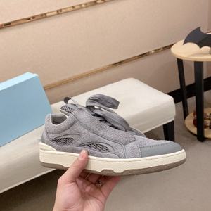 Baskets décontractées grises en tissu éponge avec empiècements en maille perforée, chaussures de skate tendance sur mesure à lacets pour hommes, originales d'usine - Product Image 4