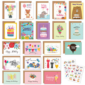 20 diseños únicos de tarjetas de feliz cumpleaños para niños, grandes notas de felicitación surtidas con sobres y pegatinas - Product Image 2
