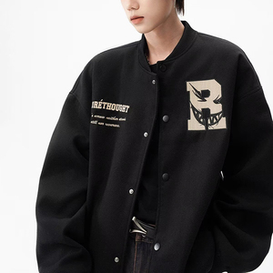 Chaqueta de Béisbol con Diseño Moderno para Hombre y Mujer, Otoño Invierno, Personalizable con Bordado de Letras, Estilo Urbano, Informal, para Parejas - Product Image 3