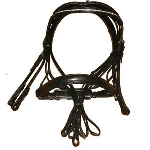 Brida doble de cuero genuino de alta calidad con banda para la nariz anatómica y banda ancha de canal vacío perfecta para caballos profesionales - Product Image 4