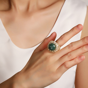 Nhẫn sang trọng với mỹ kim cương thiết kế tự nhiên nhiều màu Đá Quý Dát chất lượng tốt Đồng resizable mạ đồ trang sức - Product Image 5