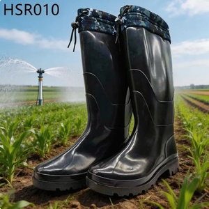 Bottes de pluie en PVC rouge ZYF, résistantes à l'eau et à la boue, à tige haute, pour l'agriculture, avec semelle auto-nettoyante pour le balayage des rues, imperméables, en caoutchouc HSR009 - Product Image 6