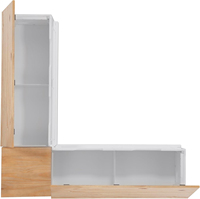 Direct usine, Banquette d'angle de petit-déjeuner bicolore sans dossier, extra-large en forme de L, style ferme, avec plateau relevable et rangement en bois massif