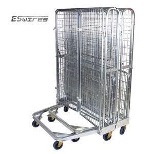 Entrepôt <span class=keywords><strong>treillis</strong></span> <span class=keywords><strong>métallique</strong></span> galvanisé durable démontable 4 côtés rouleau <span class=keywords><strong>jumbo</strong></span> conteneur de transport sur roues - Product Image 5