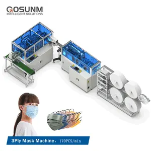 Masque facial médical chirurgical jetable non tissé entièrement automatique de boucle d'oreille de 2-4 plis faisant la ligne d'équipement de machine de production