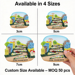 Imán de Resina Pintado a Mano en 3D para Refrigerador, Recuerdo de Viaje con el Monumento de la Calle Lombard de San Francisco, EE. UU., Impresión Digital con Logotipo Personalizado - Product Image 3