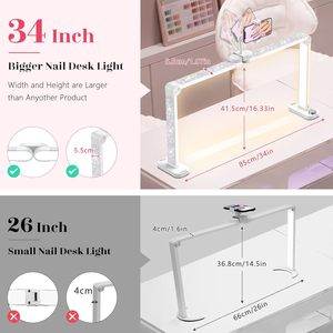 Lámpara <span class=keywords><strong>de</strong></span> Escritorio LED <span class=keywords><strong>de</strong></span> Aluminio Plegable <span class=keywords><strong>de</strong></span> 48W con Luz <span class=keywords><strong>de</strong></span> <span class=keywords><strong>Media</strong></span> <span class=keywords><strong>Luna</strong></span> <span class=keywords><strong>de</strong></span> 34 Pulgadas, Sin Sombras, Brillo Graduable <span class=keywords><strong>de</strong></span> 3000K-6500K para Manicura - Product Image 5