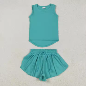 Conjunto Deportivo de Dos Piezas para Niños Pequeños, Ropa Deportiva sin Mangas, Color Sólido, Estilo Yoga - Product Image 2