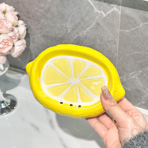 Boîte à <span class=keywords><strong>savon</strong></span> au <span class=keywords><strong>citron</strong></span> en céramique de Drainage automatique créatif haut de gamme de style luxe <span class=keywords><strong>porte</strong></span>-<span class=keywords><strong>savon</strong></span> à trou domestique pour salle de bain - Product Image 5