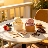 Bâtonnets de crème glacée en bois aromatisés jetables, plusieurs saveurs au choix, parfaits comme compagnons de crème glacée.