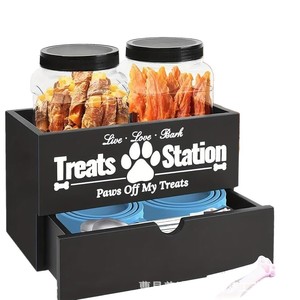 Caja de almacenamiento de madera transfronteriza para snacks de mascotas, caja de almacenamiento de comida para perros para el hogar, caja de almacenamiento de suministros para mascotas de doble capa con cajones - Product Image 5