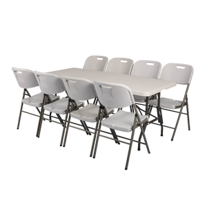 6ft fácil de limpar portátil ao ar livre mobiliário partido evento centro dobrável na metade branca longa HDPE plástico dobrável mesa - Product Image 4