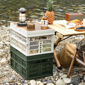 Boîte de rangement pliable avec couvercle creux, sans poignée, pliable, portable, pour l'extérieur, avec étagères intégrées, pour la <span class=keywords><strong>cuisine</strong></span>, 30*20*16cm - Product Image 5
