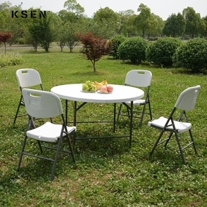 도매 8-10인용 야외 연회 테이블 HDPE 플라스틱 원형 접이식 테이블 (이벤트/웨딩용) KC-T1075 - Product Image 1
