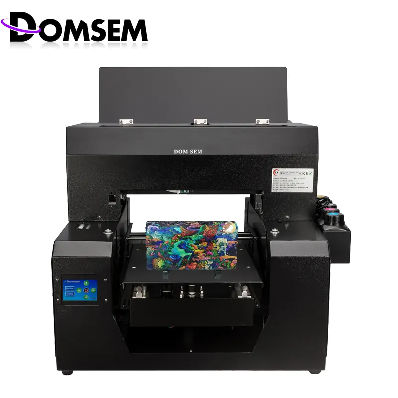 DOMSEM A3 Plus UV Printer Automatic Cylinder Printing Machine For Phone Case Water Bottle Glass Metal Flatbed Inkjet Printers