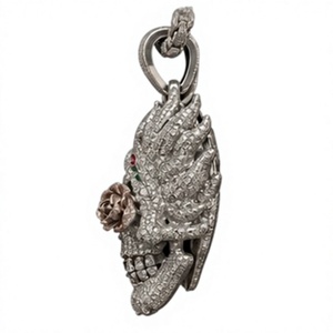 Collar con Colgante de Moissanita Personalizado, Estilo Escudo, con Cadenas, Corte Brillante Redondo, Chapado en Oro, Joyería Moderna para Unisex - Product Image 2