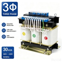 Transformador de Aislamiento Trifásico de 30KVA, 415V a 380V/220V, 60Hz, Bobinado de Cobre/Aluminio para Equipos Industriales