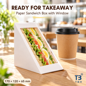 Boîte à sandwich triangulaire blanche avec fenêtre, conteneur alimentaire jetable pour café, bureau, cantine, buffet, support OEM ODM - Product Image 5