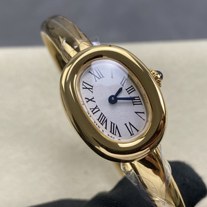 Montre-bracelet de luxe en or 18 carats pour femme, mini bracelet ovale, montre à quartz, bracelet élégant, bijoux pour femme, taille 15 16 17 cm - Product Image 5