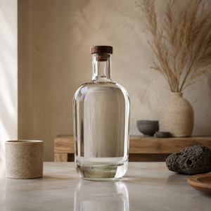 Bouteille de vin en verre minimaliste de 500 ml à fond épais et bords arrondis, idéale pour la vodka, le <span class=keywords><strong>gin</strong></span>, le whisky, livrée avec un emballage cadeau - Product Image 1