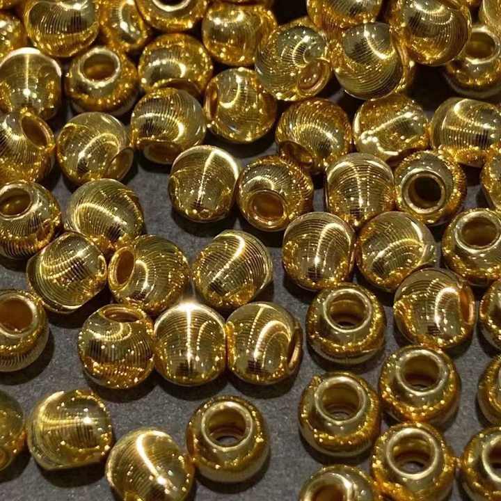 Fine Real 18K Gold Beads for Jewelry Making Cnc Design Diy Rubber Spacer Stopper Beads Jewelry Component Findings