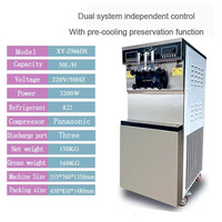Grote capaciteit ijsmachine voor op het aanrecht, fruitwateropties, 3-smaken soft serve machine, 304 roestvrij staal, 1500W