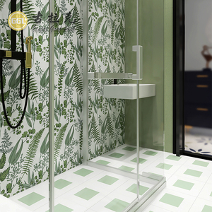 <span class=keywords><strong>Piastrelle</strong></span> Quadrate in Ceramica Moderne Bicolore Verde e Bianco per Bagno, Esterni, Hotel, Decorazione Murale, Parquet, Uso Interno - Product Image 3