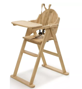 เก้าอี้สูงสำหรับเด็กแบบพับได้ทำจากไม้เนื้อแข็ง - ทนทาน พกพาสะดวก ใช้เป็นที่นั่งทานอาหารสำหรับเด็กเล็ก - Product Image 4