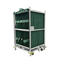 Chariot de rangement mobile non standard à double couche inclinée avec barre de suspension pour tubes de chauffage automobile et atelier mobile