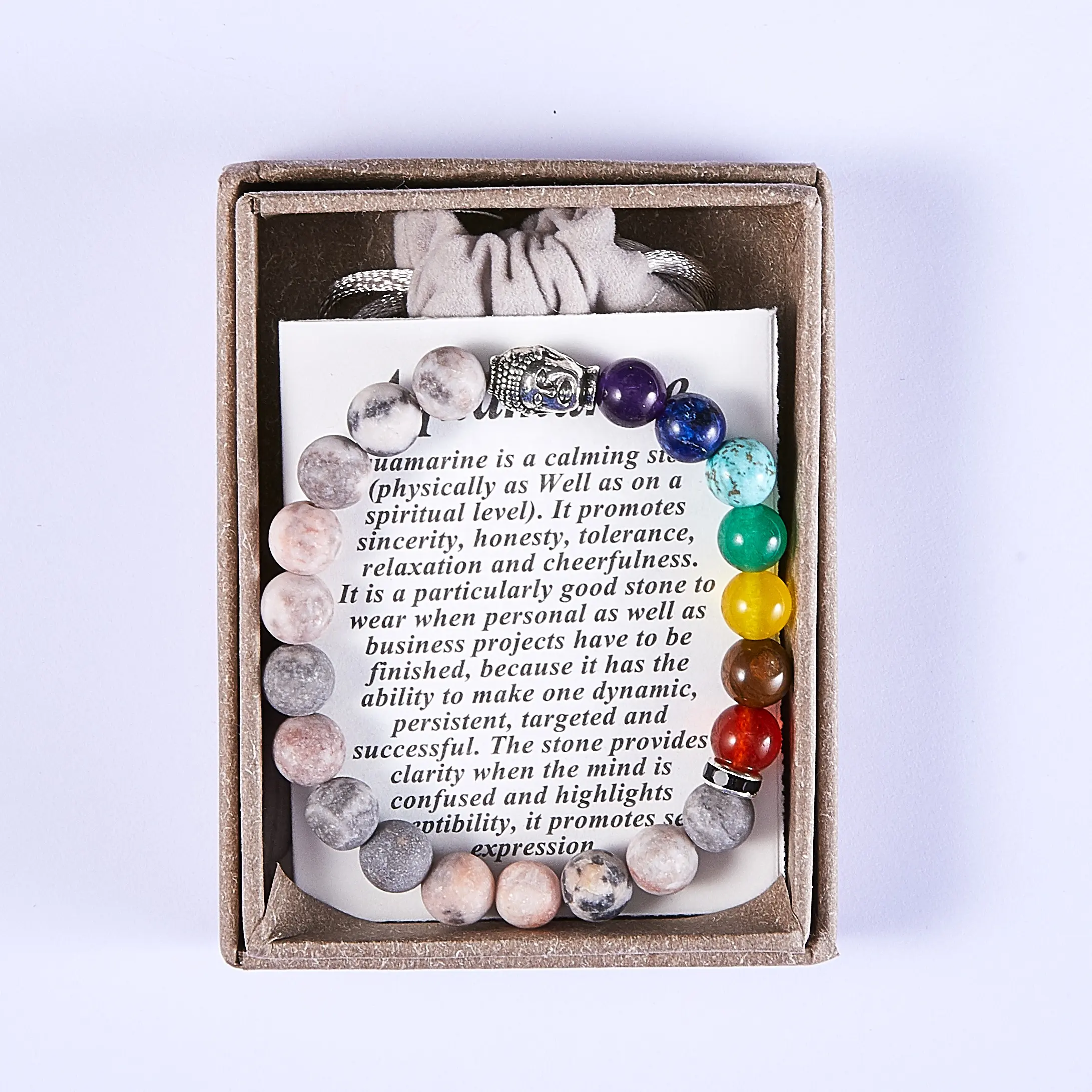 High Quality Beads Energy Bracelet Jewelry Healing Chakra Lucky Buddha Natural Stone Bracelet with Gift Box