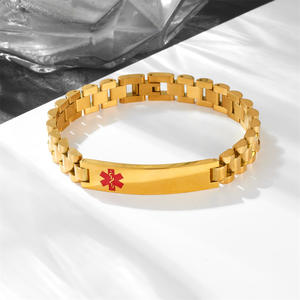 Jam Tangan Simbol Medis Baja Tahan Karat Lapis Emas 18K Gaya Eropa Amerika untuk Unisex, Gaya Korea, Baja Titanium Modis - Product Image 1