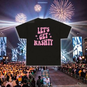 Camiseta Sexy de Algodón para Mujer Estilo Europeo-Americano, Decoración con Letras 'Let's Get Nashty' para Despedida de Soltera en Nashville, Holgada, Verano - Product Image 4