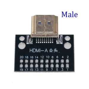 Carte de test compatible HDMI mâle et <span class=keywords><strong>femelle</strong></span> 19 broches, connecteur mâle 19P avec carte de test PCB, type de soudure <span class=keywords><strong>A</strong></span> - Product Image 3
