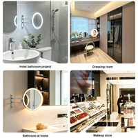 Modern Hotel Project Design Adjustable Arms Wall Mirror Foldable Carbon Steel Magnifying X10 LED Bathroom Vanity Mirrors