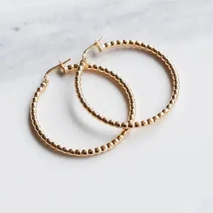 Custom Jewelry Wholesale Gold Plated Ball Hoop Earring
